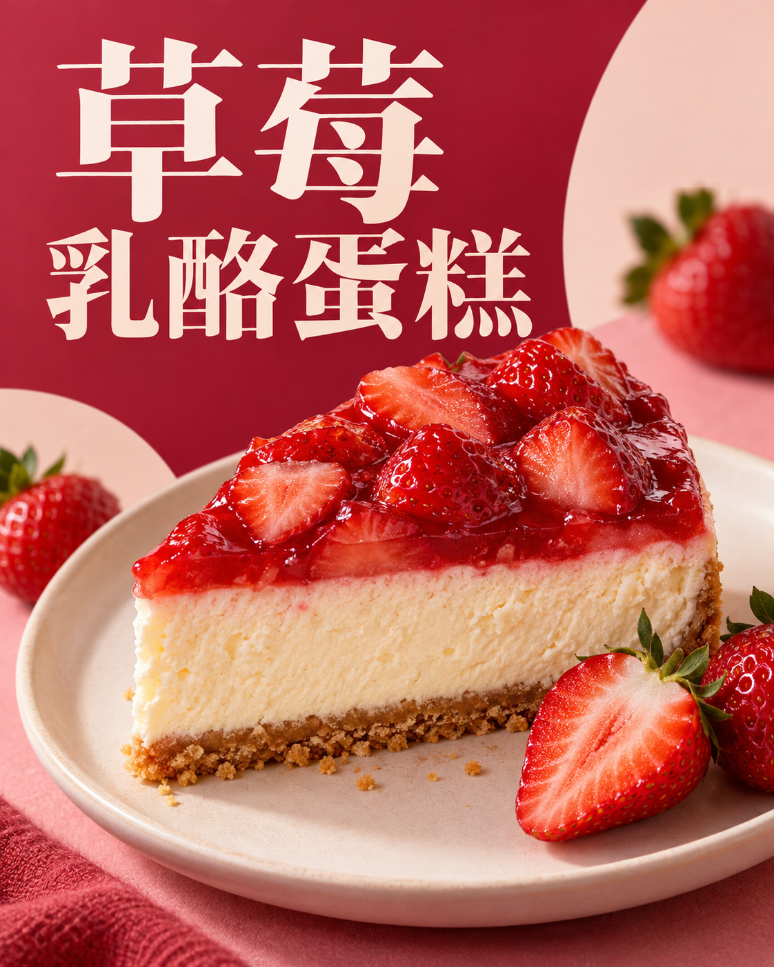 草莓乳酪蛋糕宣傳海報